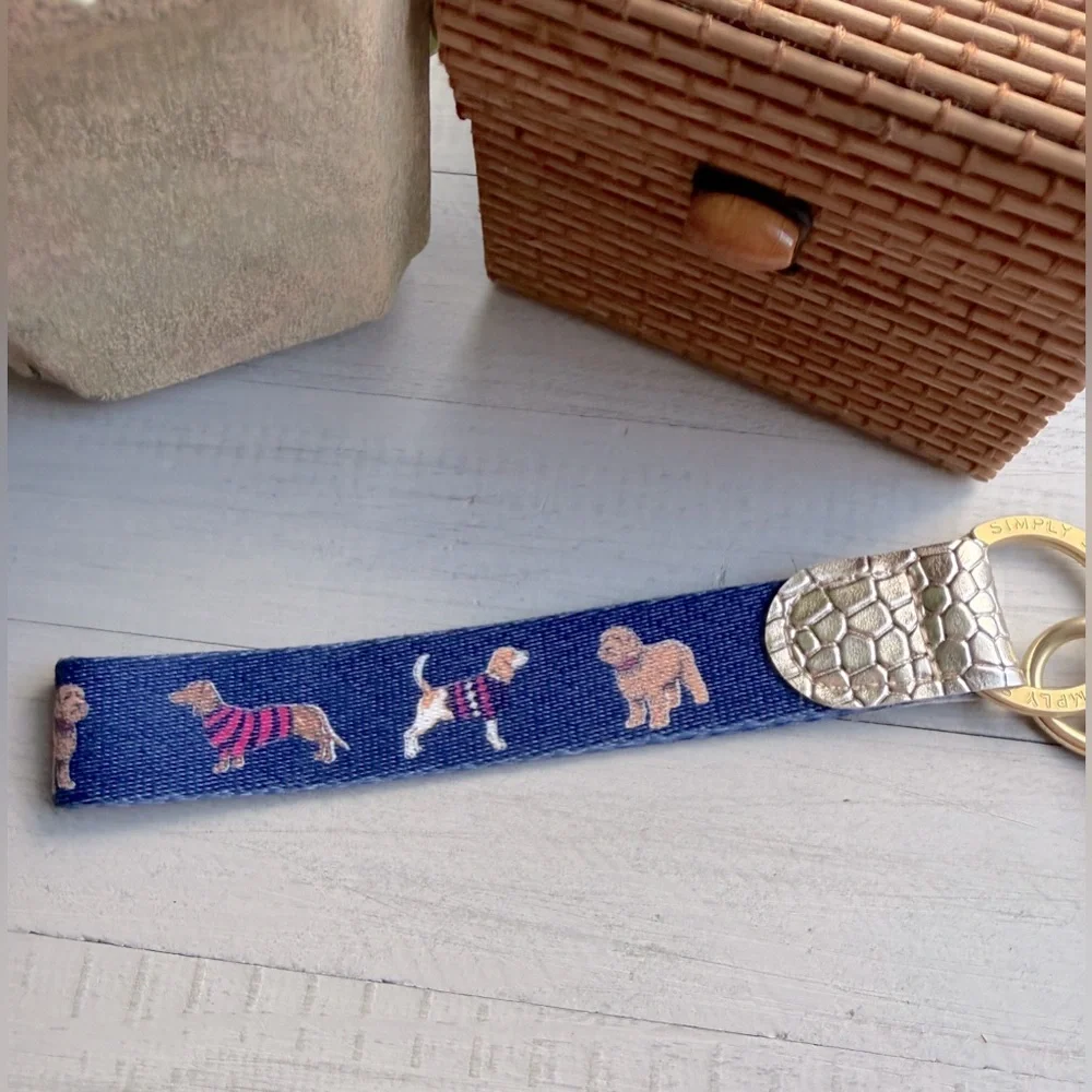 Simply Southern Navy Blue Dog Design Key FOB Keychain - Dog Lover Gift